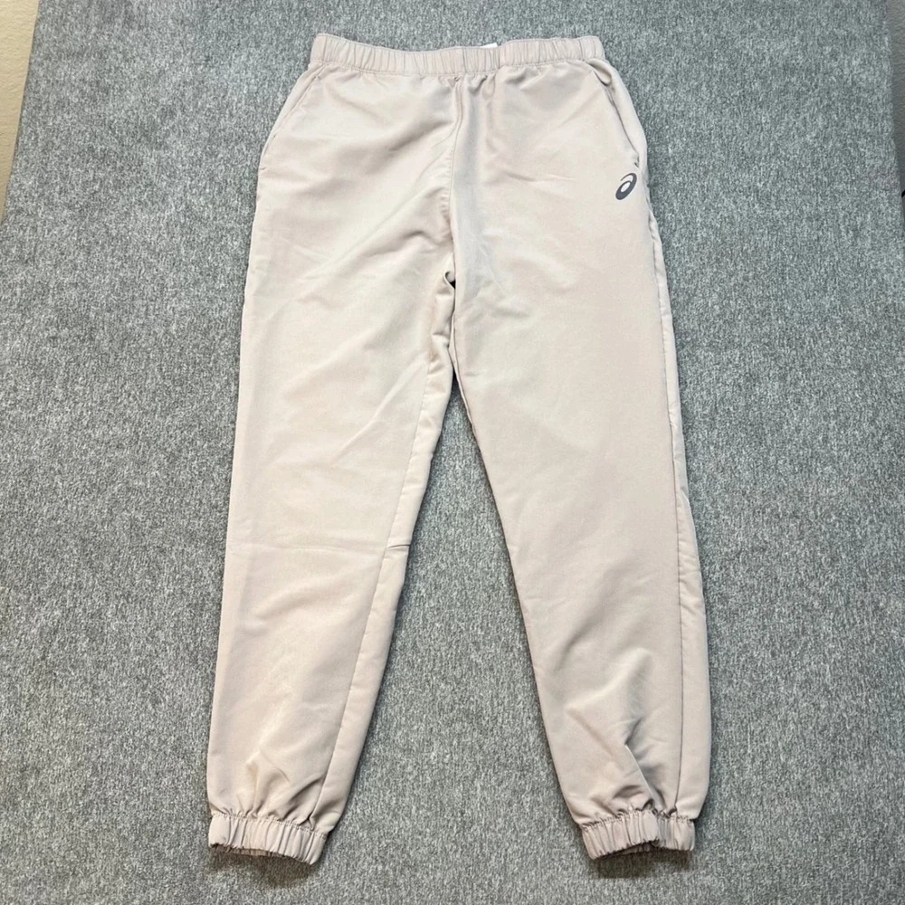 Asics Mens Athletic Jogger Pants Tan Taupe Elastic Waist Training Medium